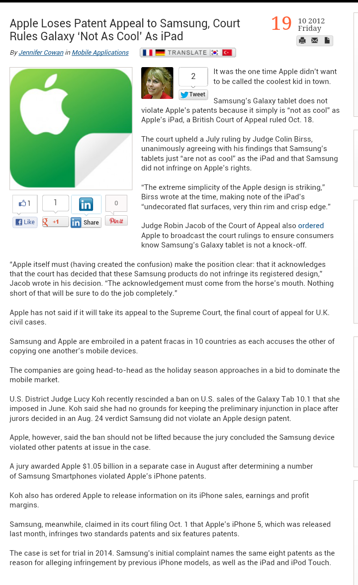 apple loses patent appeal to samsung