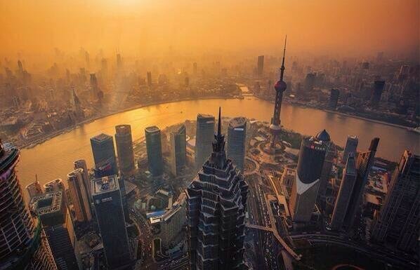 Shanghai Cityscape at Sunset, China