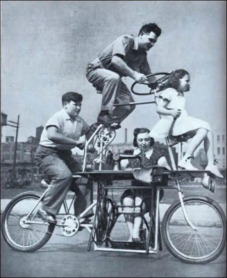 A bicycle that fits a whole family plus a sewing machine 1939 