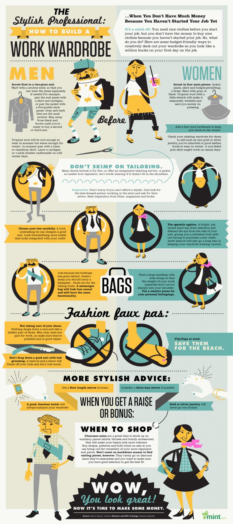 the stylish professional how to build a work wardrobe #infographic