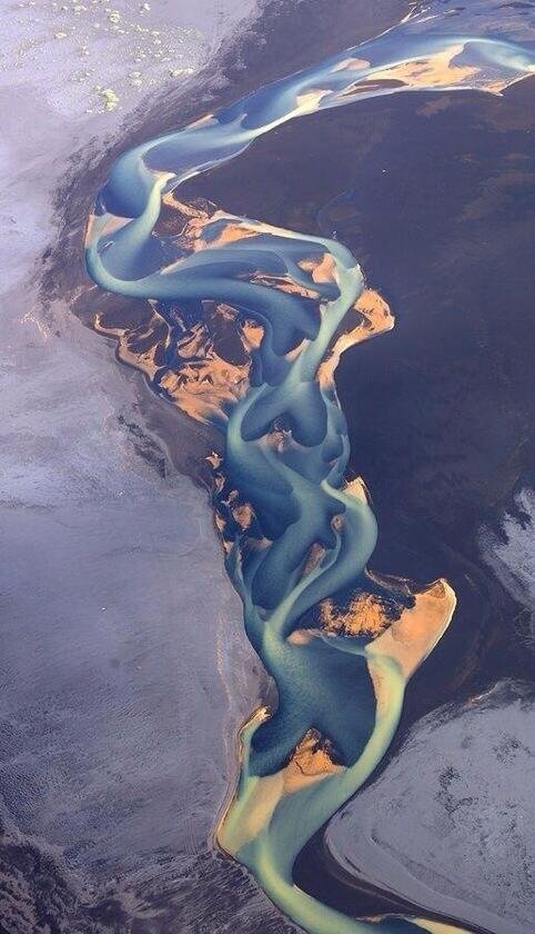 Volcanic ash rivers in Iceland