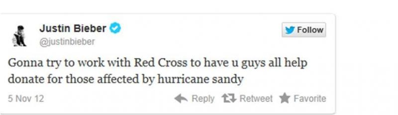 Justin Bieber will Help With Sandy Relief