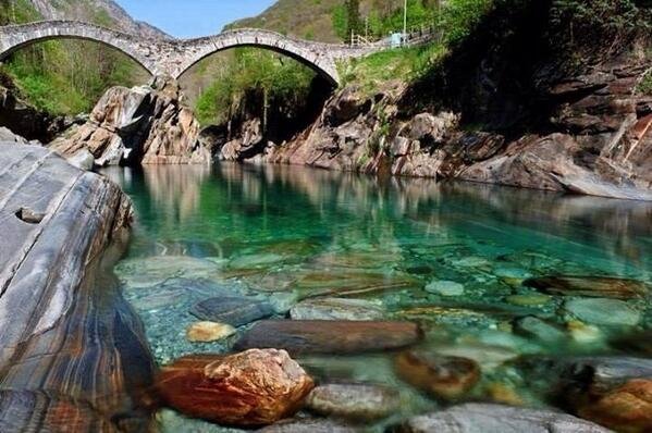 The Verzasca River is crystal clear
