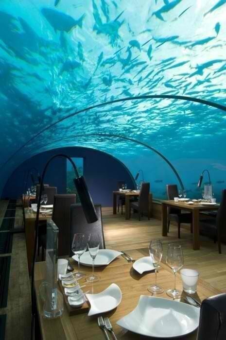 Underwater restaurant in Maldives