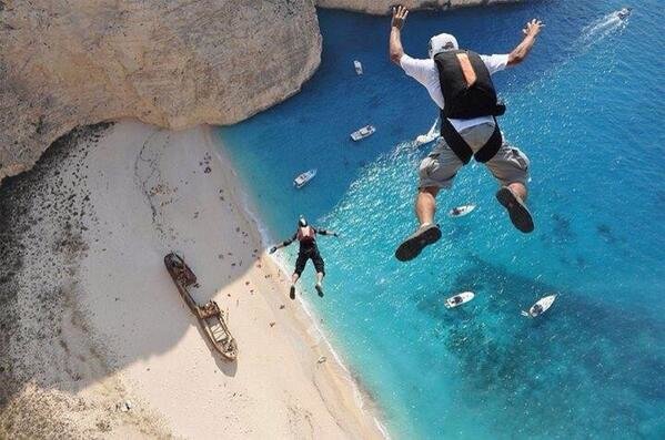 Free Fall Off A Cliff, Zakynthos, Greece