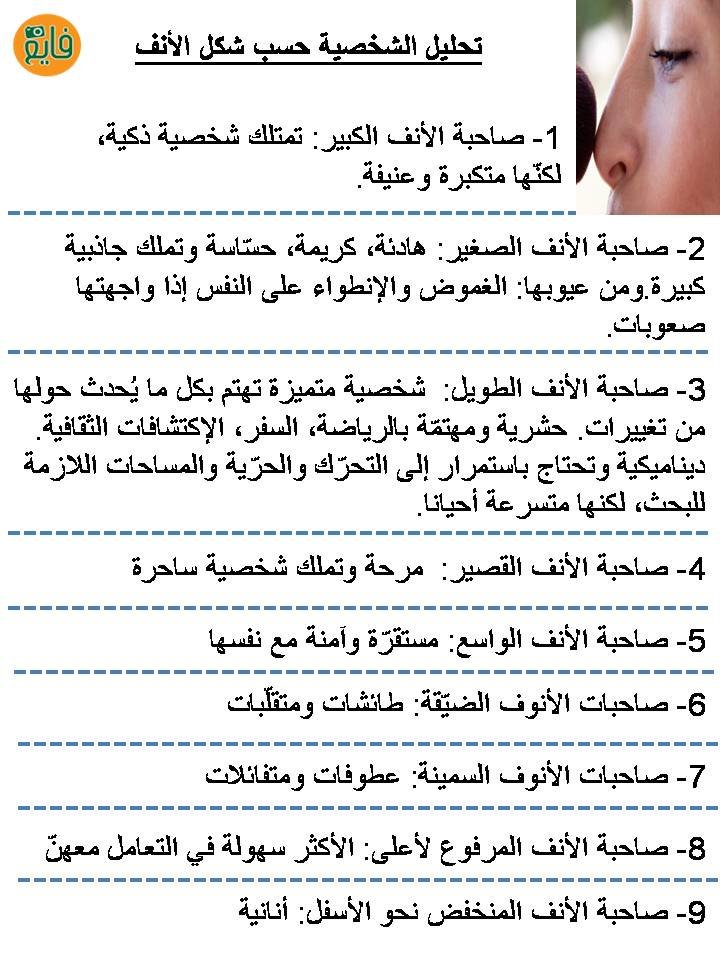 تحليل الشخصية حسب شكل الأنف - بنات