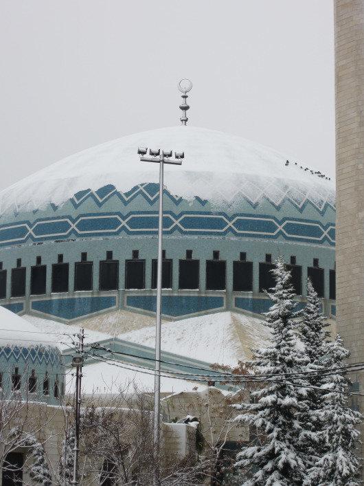 King Abdulla Mosque in #Amman #Jordan covered with snow