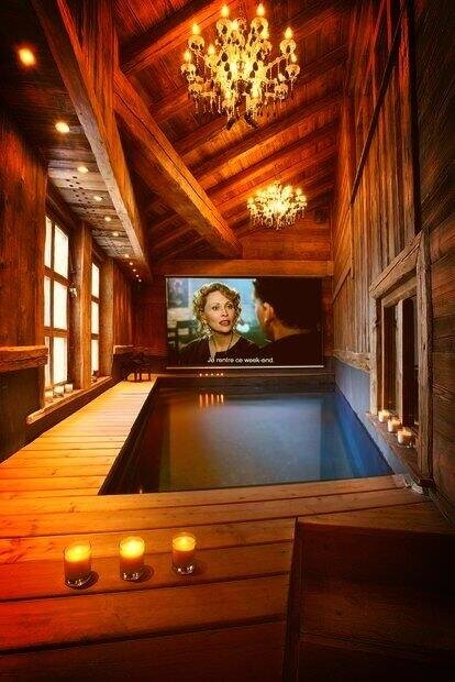 Indoor pool movie theatre