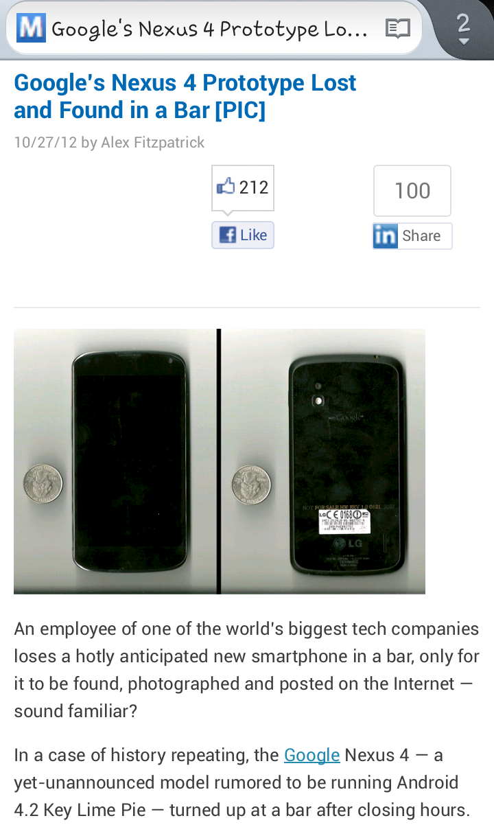 Google employee loses Nexus 4 prototype in a bar!