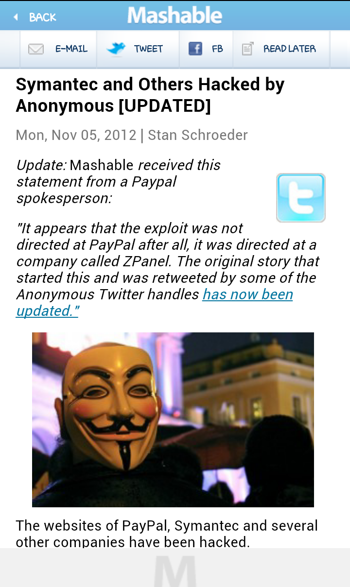 Symantec & others hacked by Anonymous
