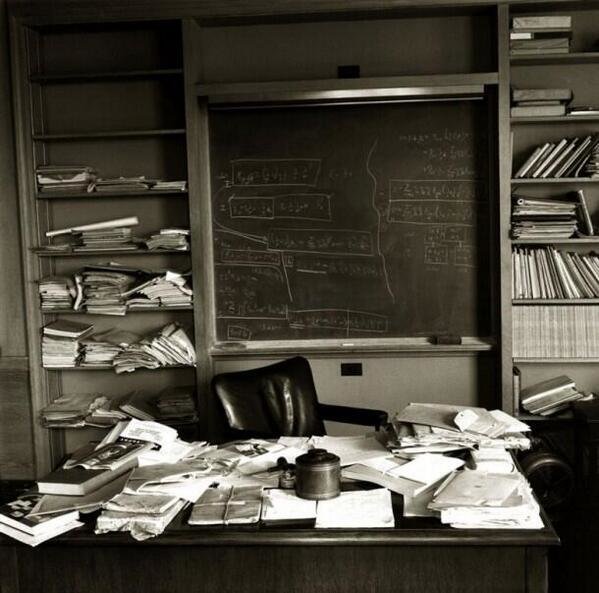 Einstein's office on the day he died, April 18th 1955 