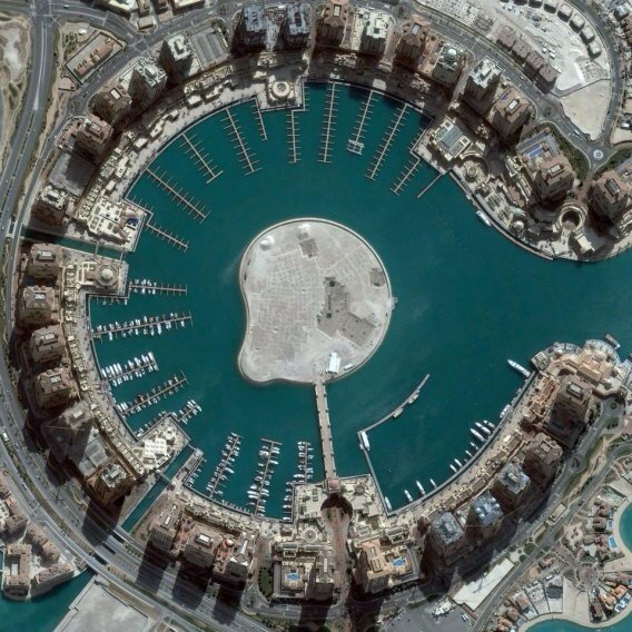 An artificial island spanning roughly 1.5 square miles in Qatar's capital of Doha