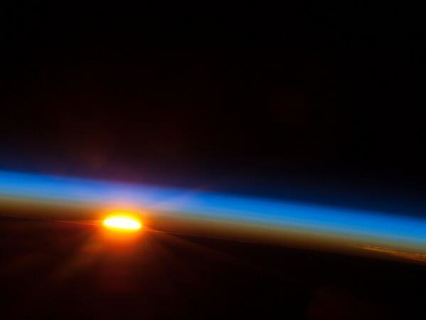 Sunrise over the South Pacific Ocean taken from the International Space Station