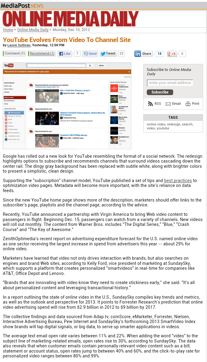 YouTube Evolves From Video To Channel Site 