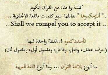 كلمة واحد من القرآن الكريم يقابلها سبع كلمات من اللغة الانجليزية 