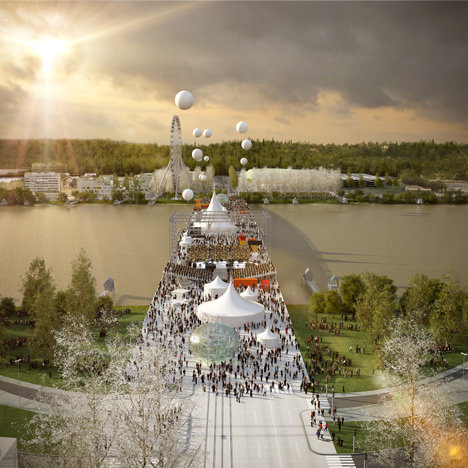 proposal by Rem Koolhaas' firm OMA for a bridge that could accommodate different types of traffic