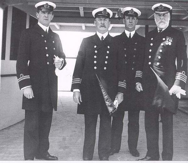 Crew of the Titanic. Captain is on the right