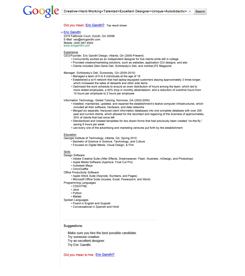 Creative Resumes #Google Search Style