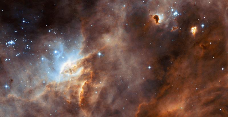 Hubble studies sequences of star formation in neighbouring galaxy - space
