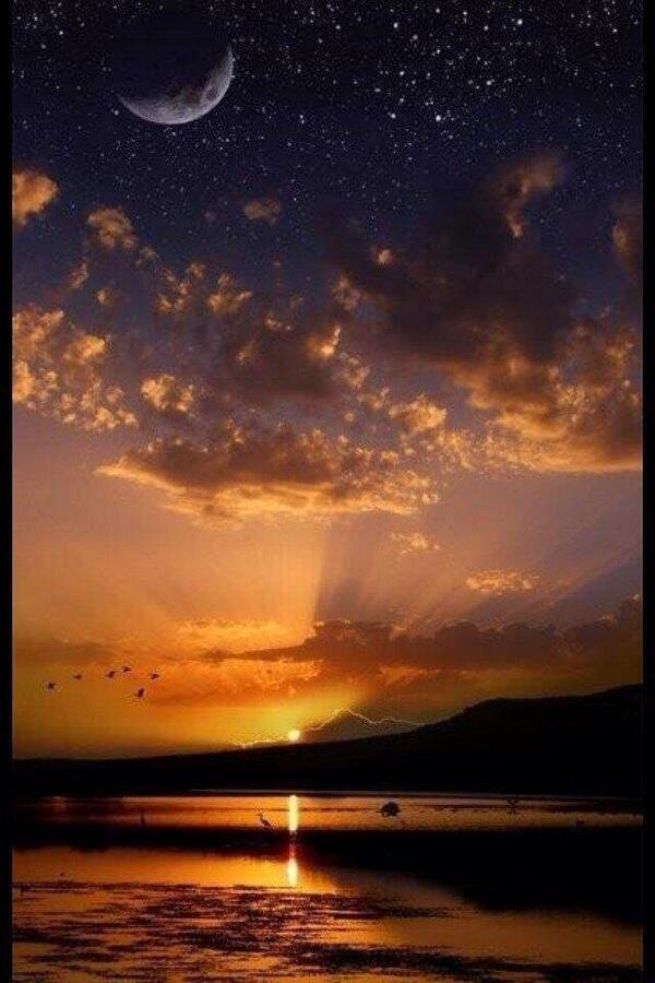 Moon sun and stars at the same time in Wisconsin
