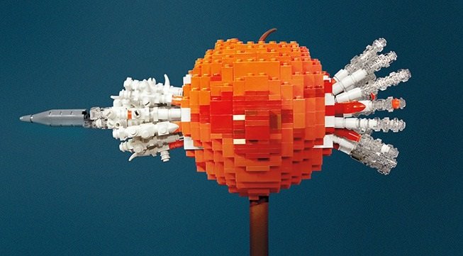 Lego Apple Pierced by a Lego Bullet