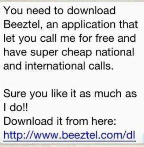 Attention: Don't download the Beeztel app through whatsapp