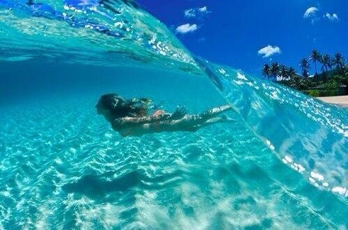Crystal clear blue wave, Bora Bora, French Polynesia