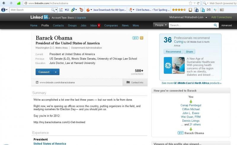 Obama Profile #Linkedin