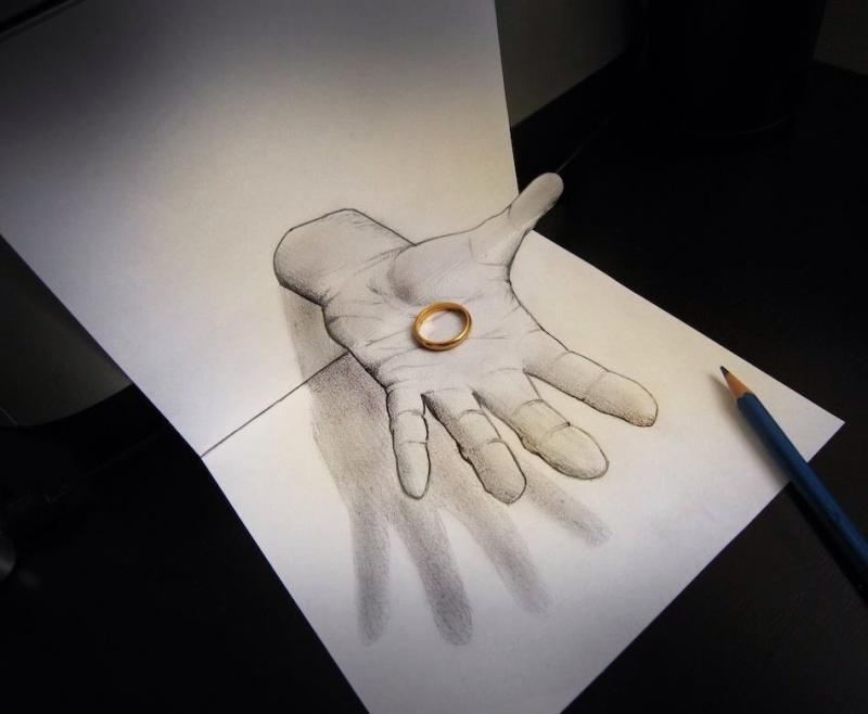  An artist proposed to his fiance with this 3D sketch