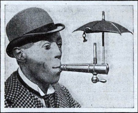 Special contraption that lets you smoke in the rain 1931
