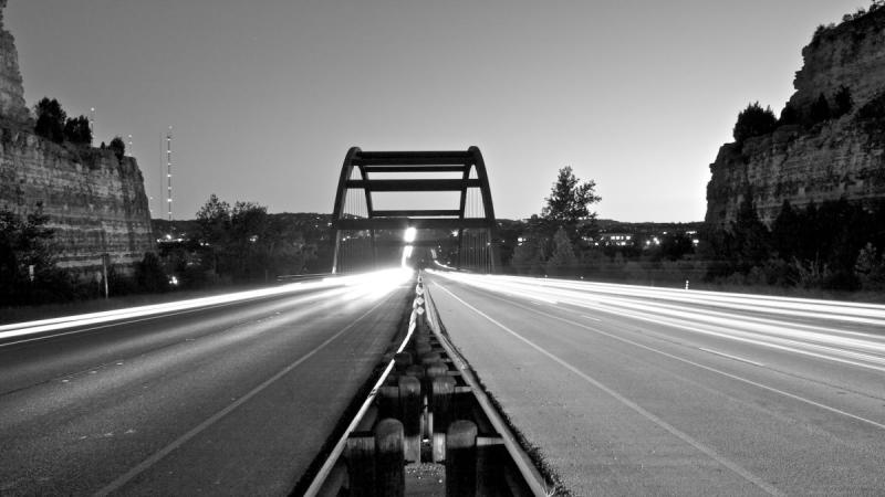 Time Exposure Photography of Austin 360 Bridge B&W