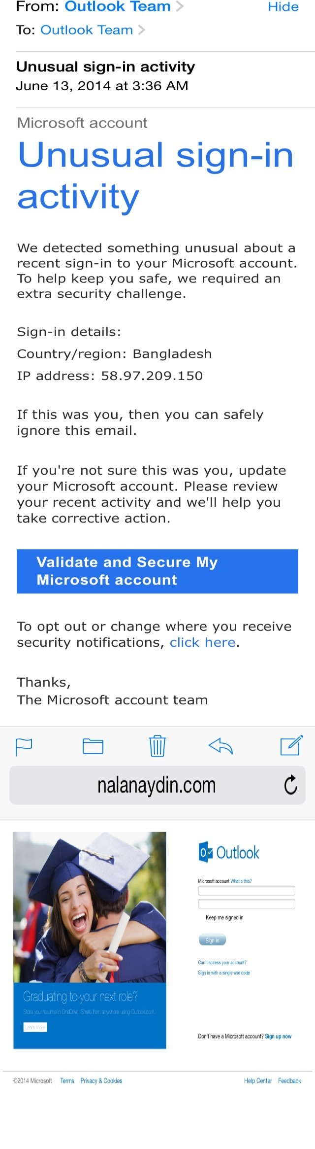 Microsoft Validation Request #Spam #theft