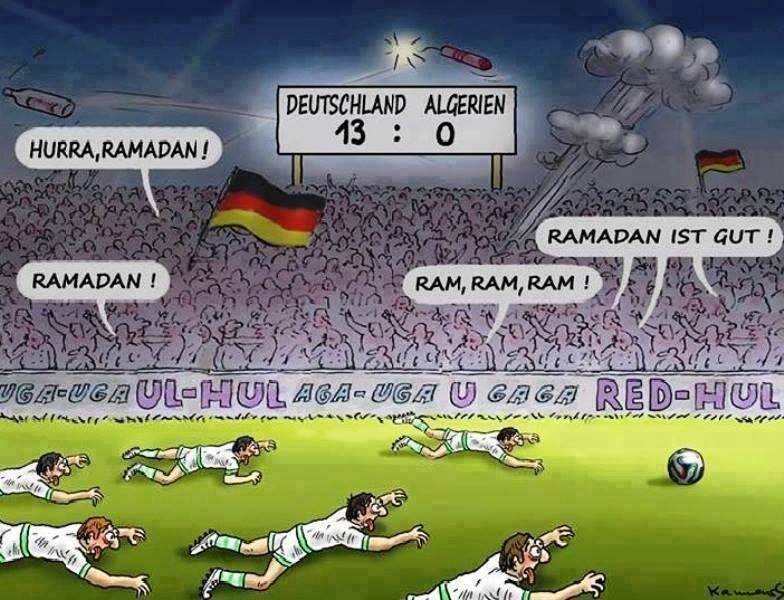 #كأس_العالم #WorldCup2014 كاريكاتير في جريدة المانية تسخر من منتخب الجزائر ورمضان 