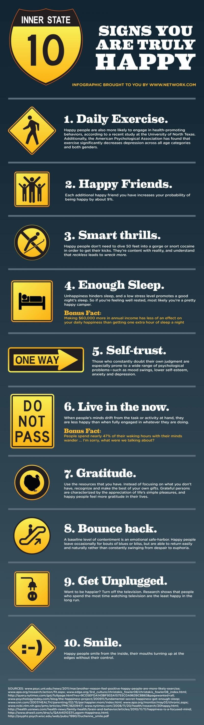 Ten Signs You Are Truly HAPPY #Infographic