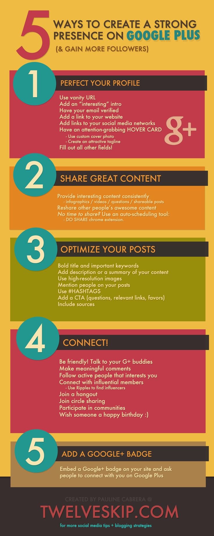5 Ways to create strong presence on Google Plus #infographic