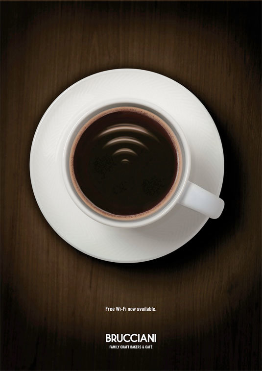 اعلان مطبوع لخدمة الانترنت اللاسلكي Wifi في إحدى المقاهي #اعلان #تسويق