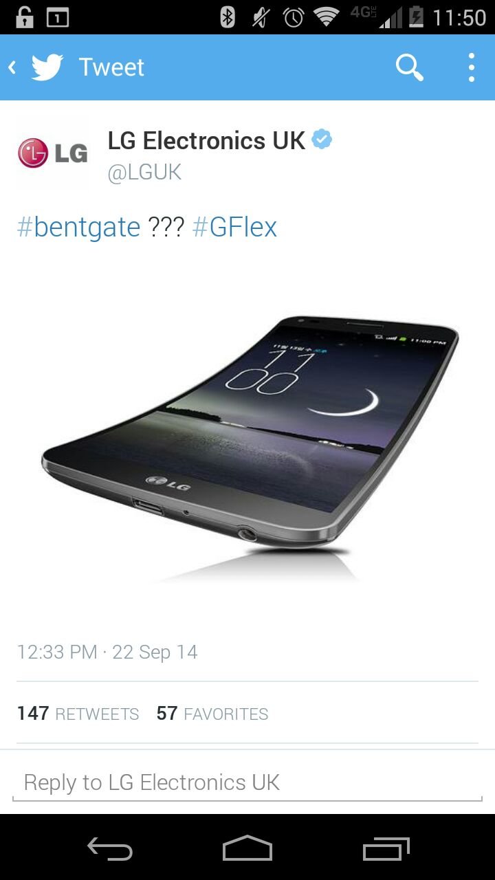 إل جي تسخر من ابل بجهازها الجديد جي فليكس #Apple #iphone6plus #bendgate #GFlex 