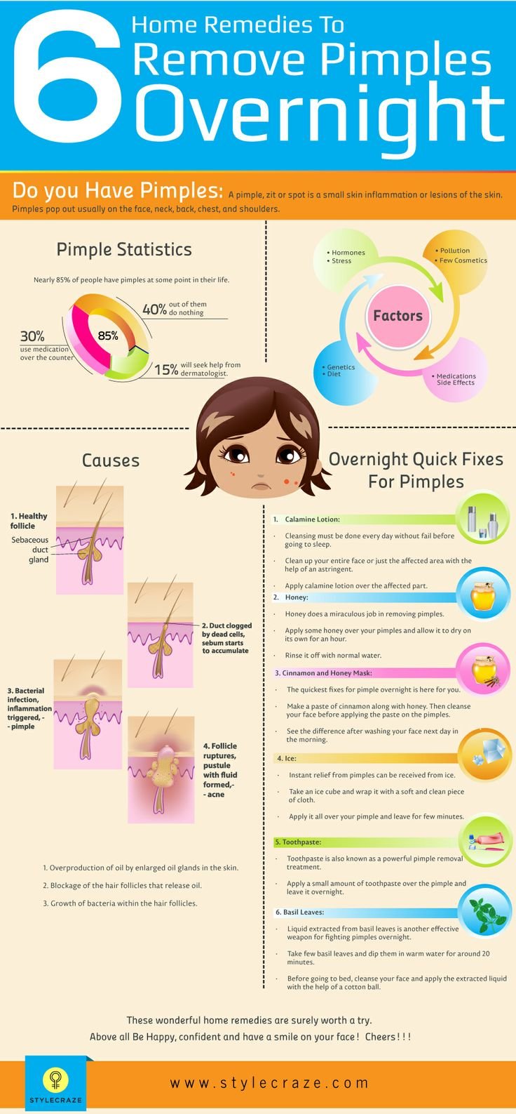 6 Home Remedies to Remove Pimples Overnight #infographic 
