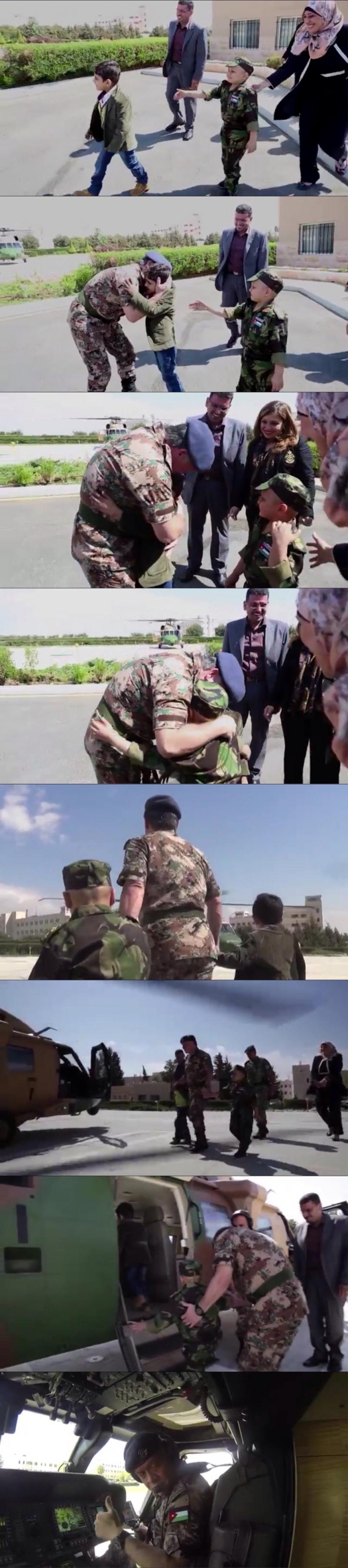 لقاء جلالة الملك عبدالله الثاني بطفلين مصابين بالسرطان طلبا مشاهدته وركوب الطائرة فماذا فعل الملك؟