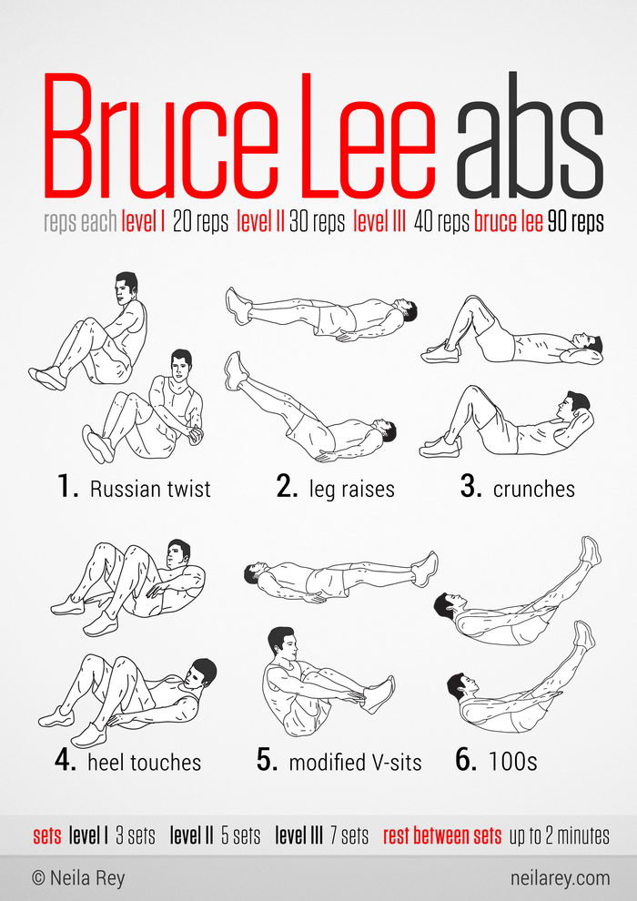 تمارين لبناء الجسم و #التخسيس مأخوذة من أفلام ونجوم هوليود - BruceLee Abs -