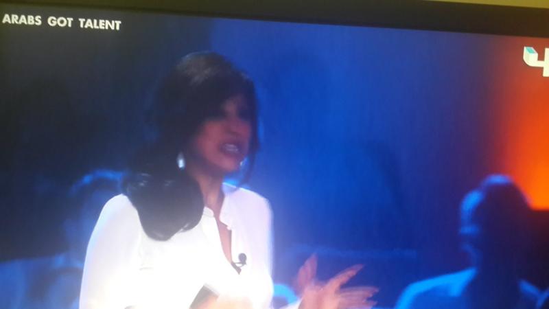 صورة #نجوی_كرم مرعوبة من مشهد الكوبرا علی مسرح #ArabsGotTalent