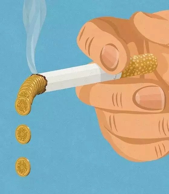 #كاريكاتير معبر عن تأثير التدخين المالي على المدخن