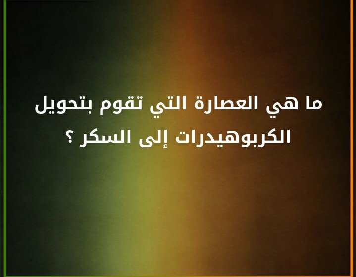 ما هي العصارة التي تقوم بتحويل الكربوهايدرات الى السكر ؟#لغز