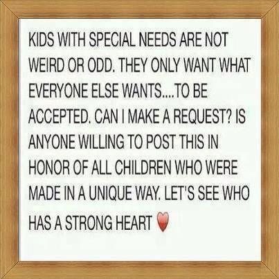 Special needs kids want to be accepted only