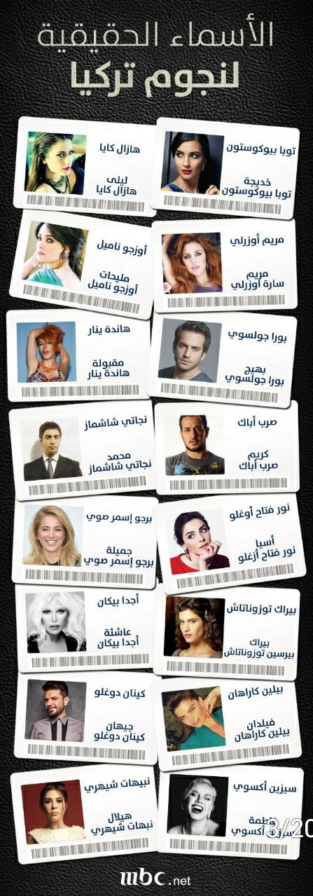 الأسماء الحقيقية لنجوم تركيا #انفوجرافيك #مشاهير 
