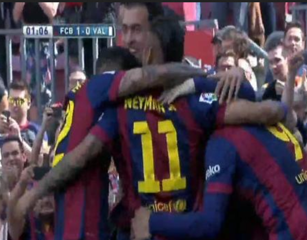 #برشلونة تضع الهدف الأول في اول دقيقة #برشلونة_فالنسيا 