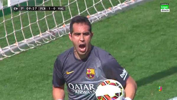 كلاوديو برافو بعد التصدي لـ ضربة جزاء باريخو #برشلونة_فالنسيا 