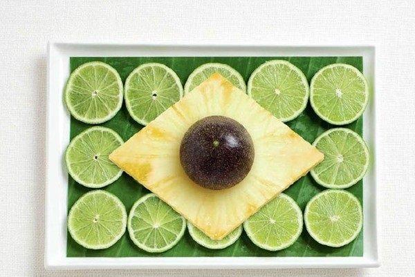 علم #البرازيل بالأوراق الموز banana leaf وليمون وأناناس وماراجويا #غرد_بصورة 
