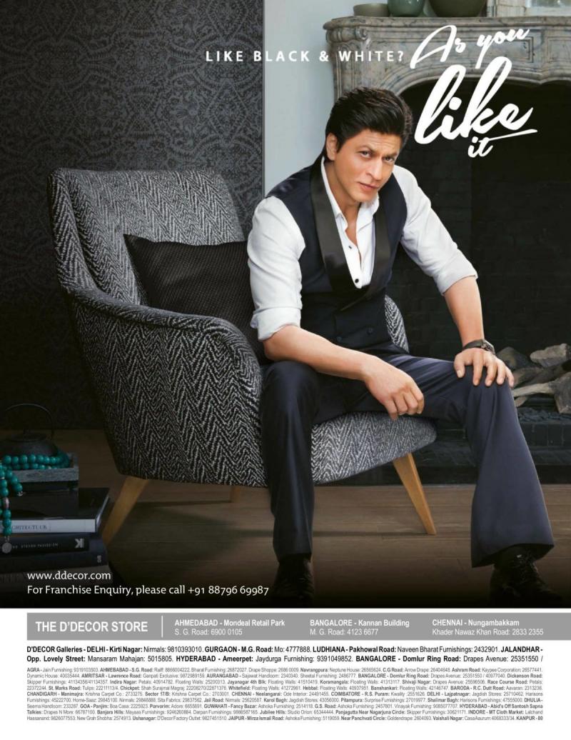 اعلان #شاروخ_خان و جوري لـ D'decor في مجلة Vouge 