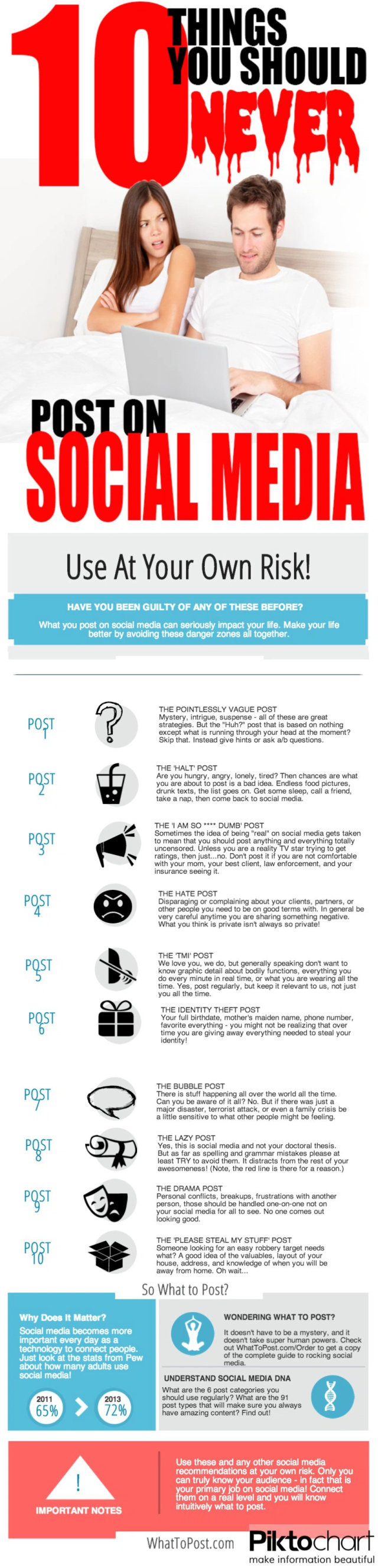 Ten things you should never post on #Social_Media #Infographic